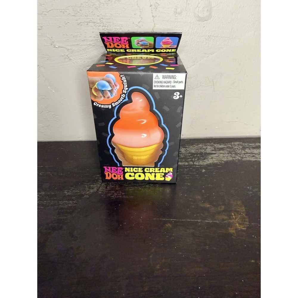 Nee Doh Nice Cream Cone Creamy Smooth Squish Tactile Toy Orange